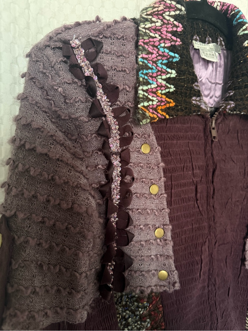 Alberto Makali Y2K Embellished Patchwork Artwear Jacket Purple Size L - Picture 7 of 9